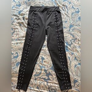 Black Lace up leggings size large